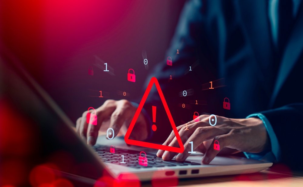 System,Hacked,Warning,Alert,On,Notebook,(laptop).,Cyber,Attack,On